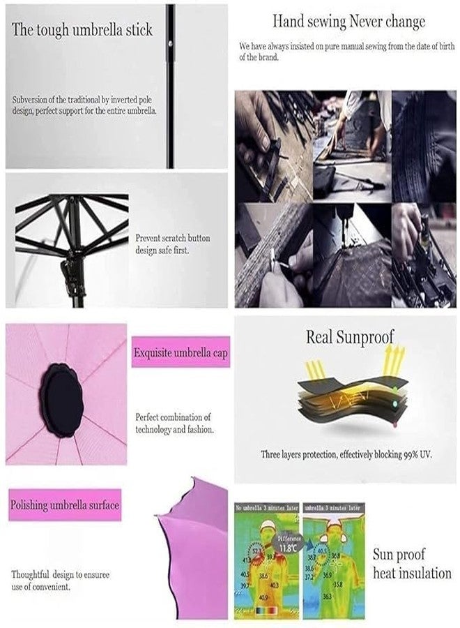 Ncry مظلة Ncry ثلاثية الطي، محمولة وقابلة للطي ومقاومة للرياح للنساء، مظلات للمطر بمقاس كبير للرجال، مظلة للرياح والمطر (متعددة الألوان) - Image 4